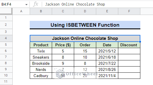 data of date value for isbetween function
